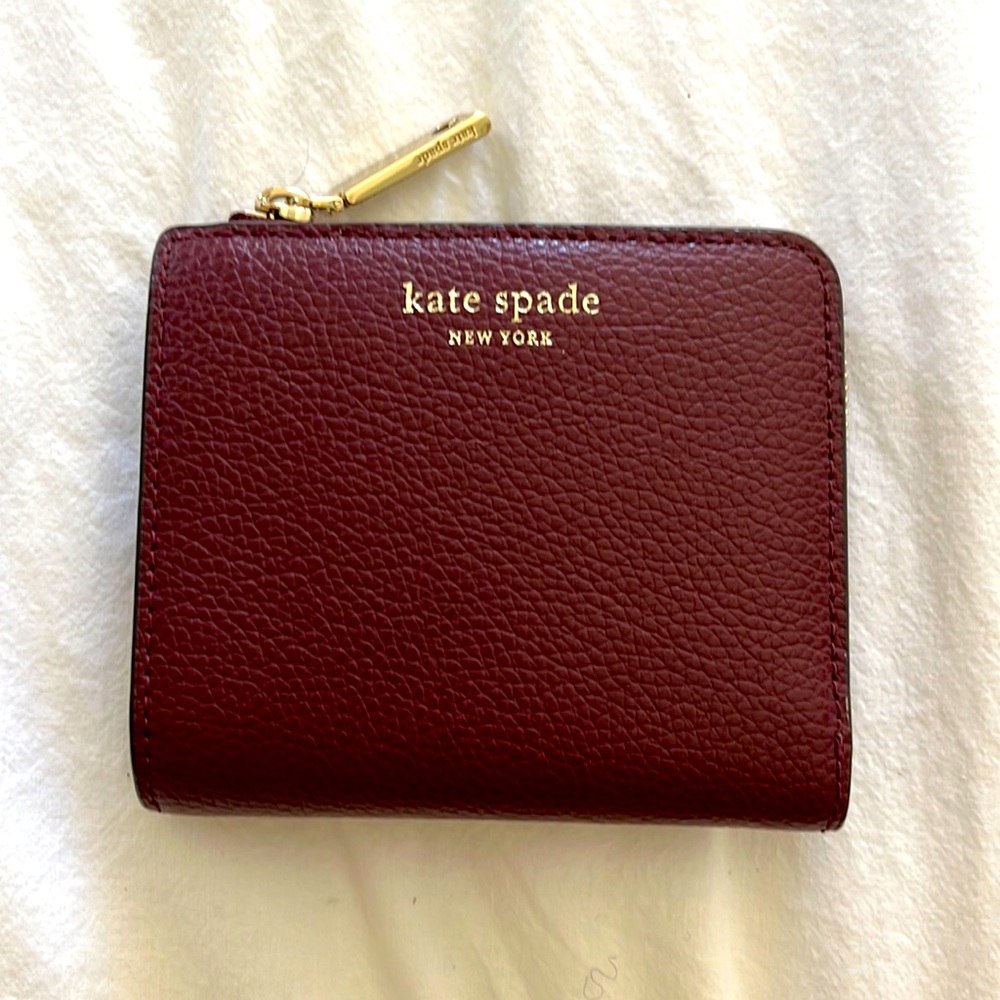 Kate Spade wine red leather snap wallet